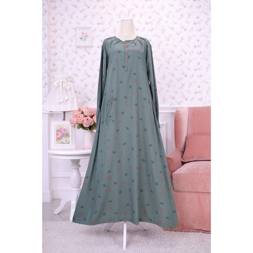 DITSY SIZE S •RAINBOW PINEGREEN NIGHTGOWN•