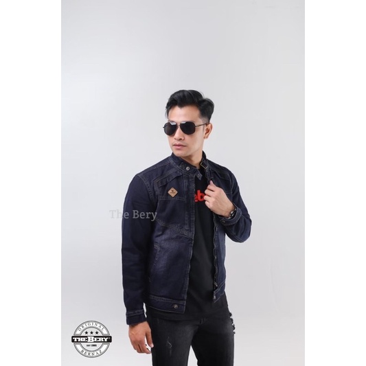 Jaket Jeans Jaket Jeans Denim Jaket Jeans The Berry Kerah Logo Kulit Biowash