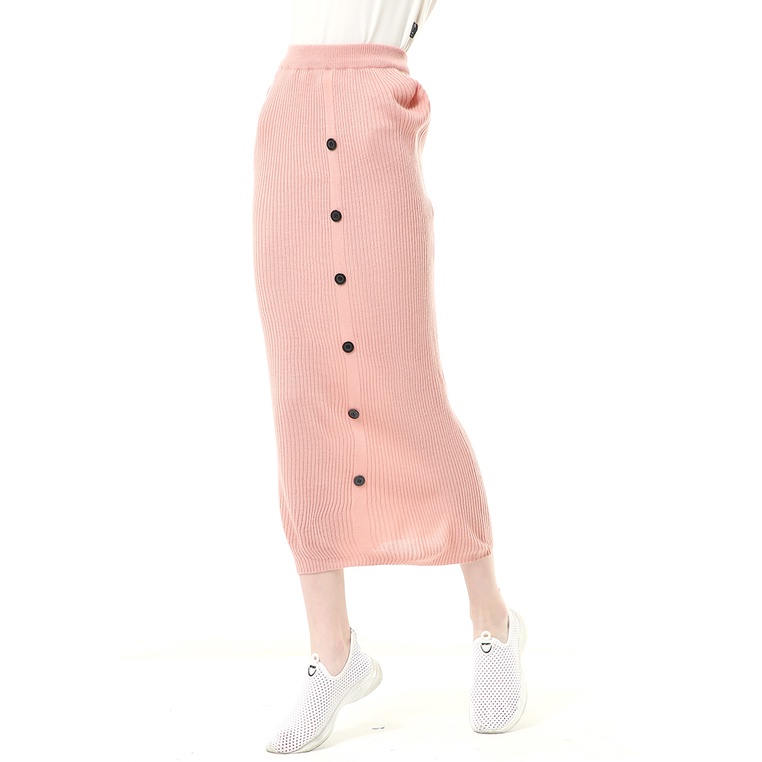 Deliana Rok Rajut Kancing Bawahan Wanita Premium Quality - Dusty Pink