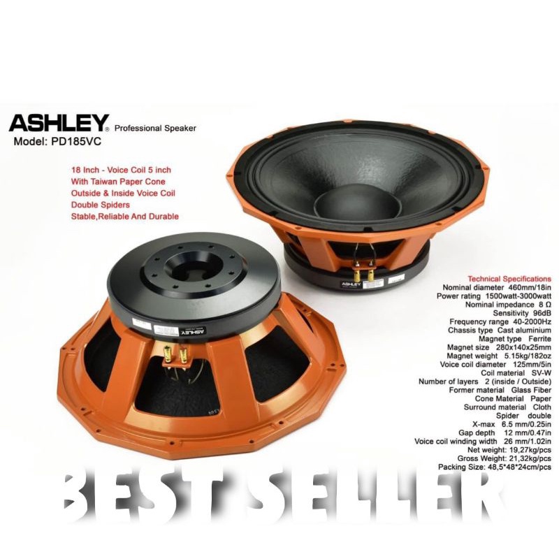 Speaker Component Ashley PD 185VC 18 inch Original Ashley PD185VC