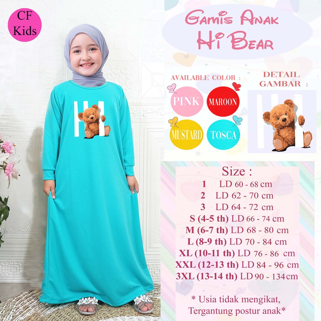 Gamis Anak Perempuan DTF Hi Bear CKids