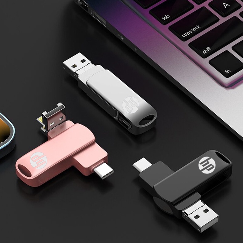 Hp 3.0 Flashdisk USB 4 In 1 OTG 512GB Bahan Metal Anti Air Untuk Smartphone