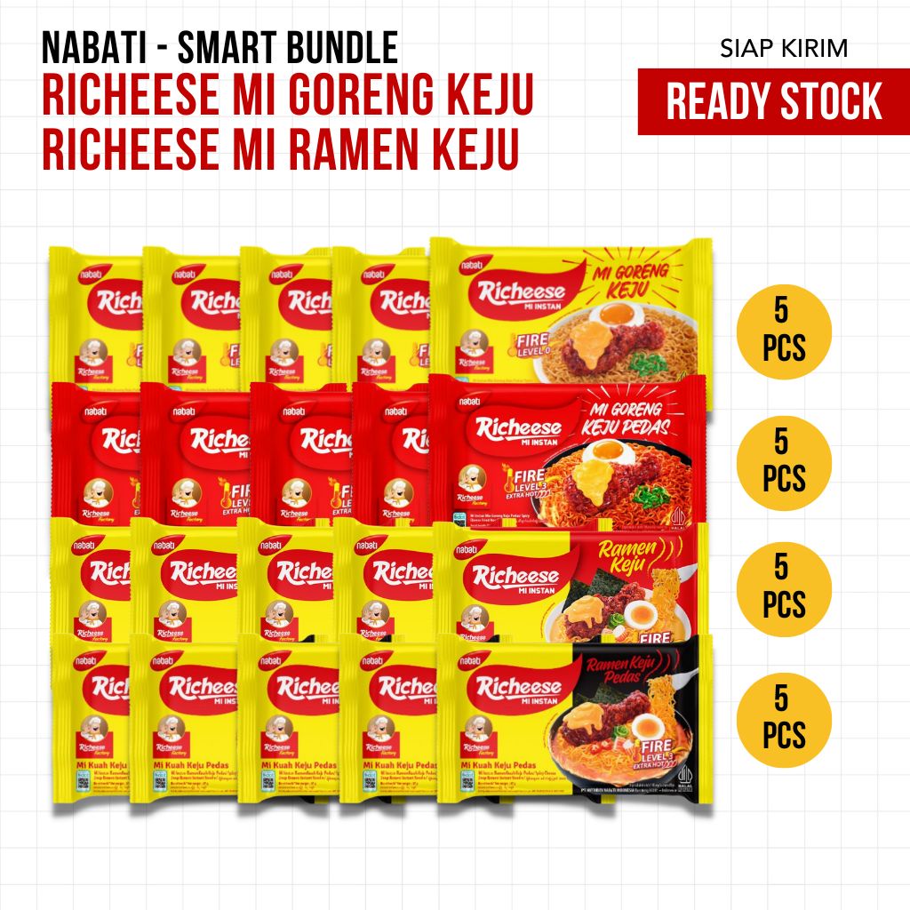 Richeese Mie goreng &amp; Richeese Mie Ramen - Bundle 5 pcs