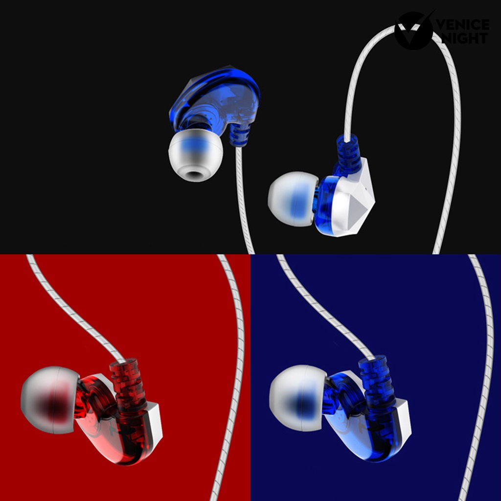 (VNEP) (Berkabel) S360 Sports Running Earphones Fashion In-ear Diamond Shaped Music Bass Earplugs