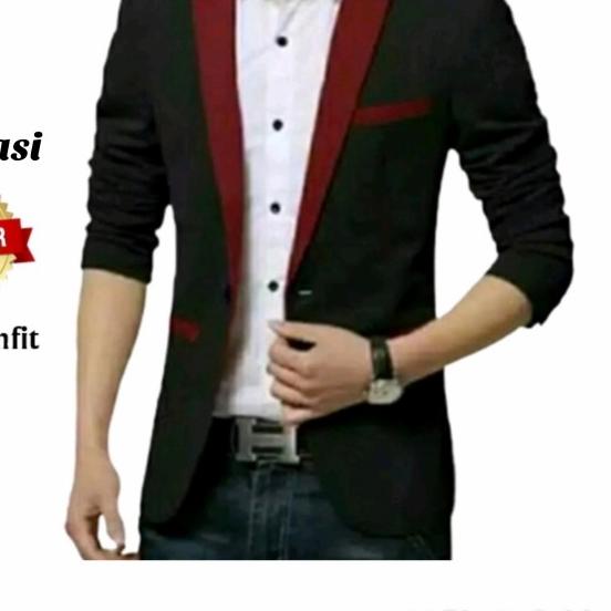Blazer pria/Jas pria/Jas resmi Hitam list putih - Hitam, M