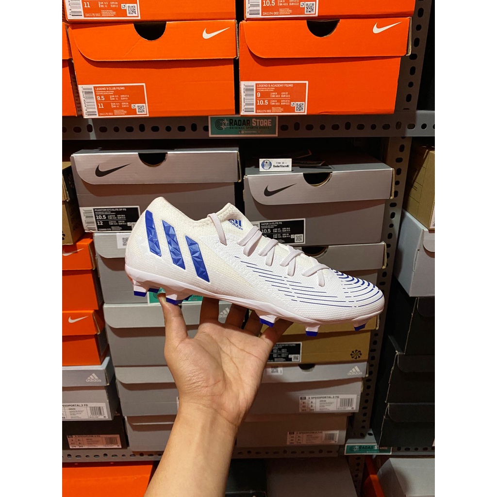 Sepatu Bola Adidas Predator Edge.3 L FG White Blue GW2279 Original BNIB
