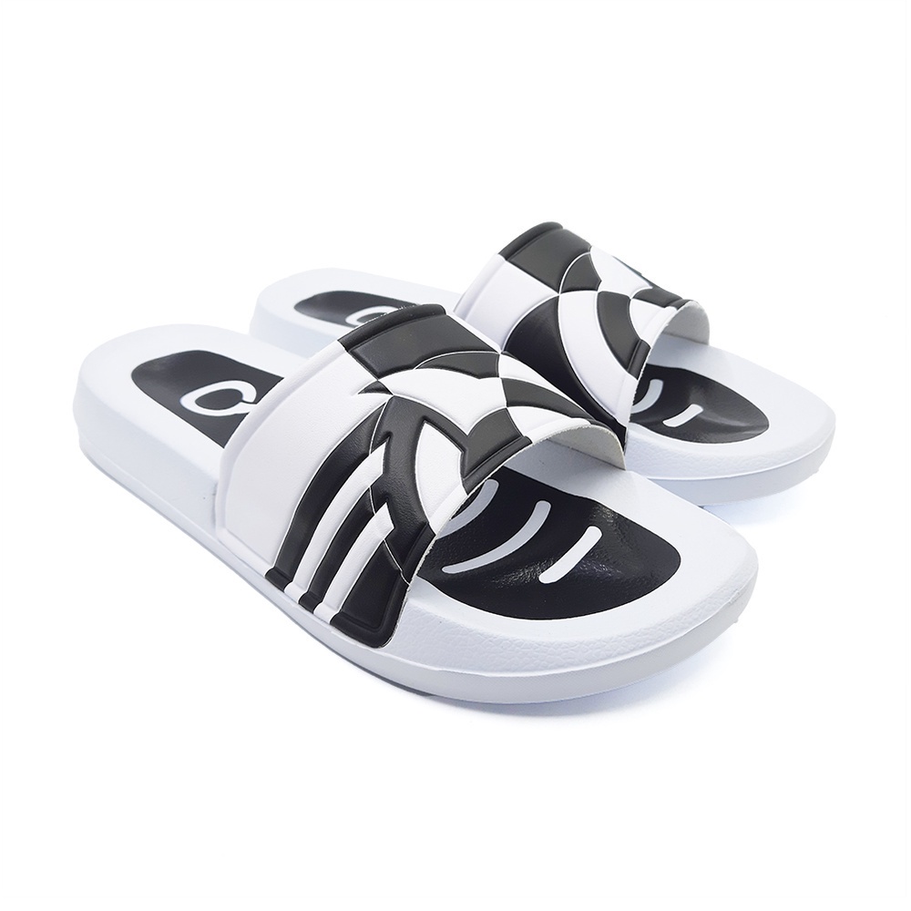 SANDAL SLIP ON CASUAL ORTUSEIGHT GAIA SLIDES - BLACK WHITE