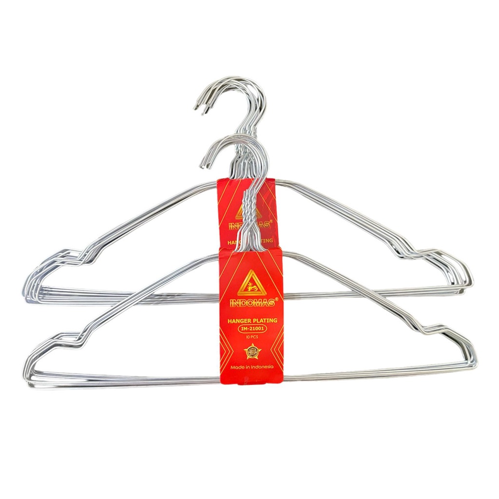 HANGER KAWAT STAINLESS SILVER ISI 10PCS / GANTUNGAN BAJU STAINLESS ANTI KARAT / HANGER GANTUNGAN JEMURAN PAKAIAN 10 PCS PACK