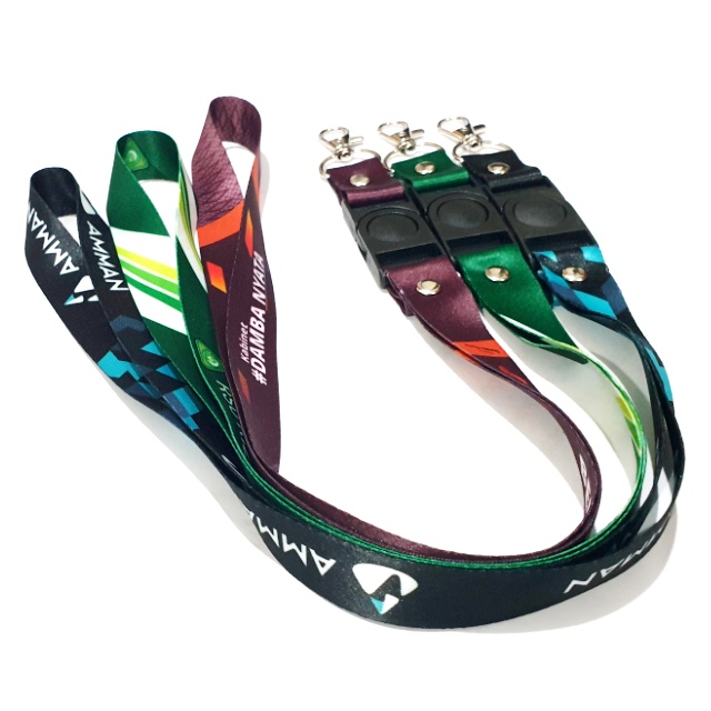 cetak tali lanyard desain custom 2cm bahan tebal lanyard print full color lanyard sublim tali name tage