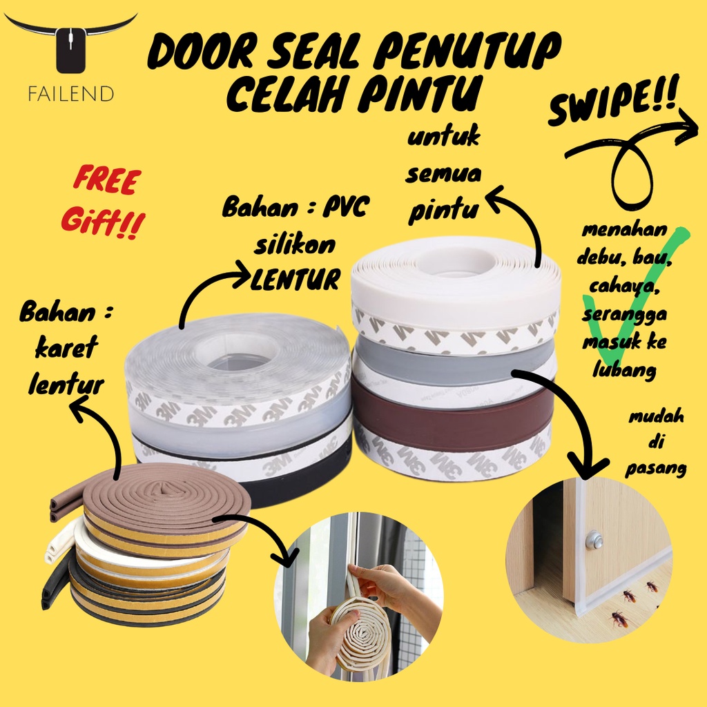 Jual Door Seal Strip Penutup Celah Bawah Pintu Jendela Penahan Debu ...