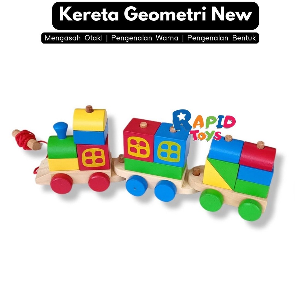 Kereta Pelangi Geometri Mainan Edukasi Anak