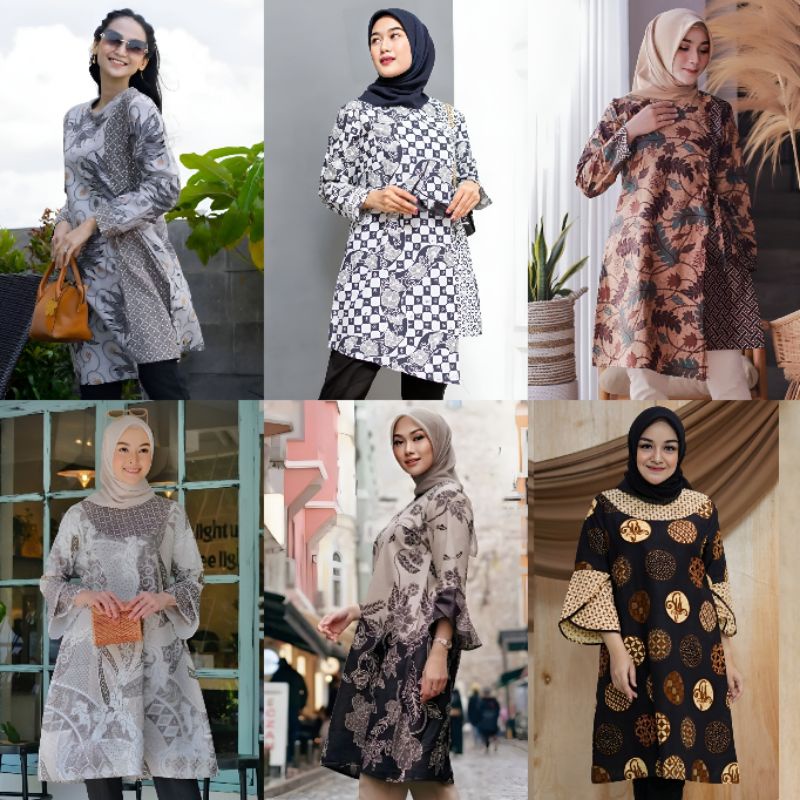 Terlaris SERUT GENES JELITA TUNIC NAVBOR YELBOR WHITBOR CREAMBOR TUNIK BATIK MODERN HRB030