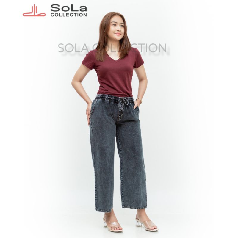 Toball - Celana Kulot Jeans Snow Saku Polos