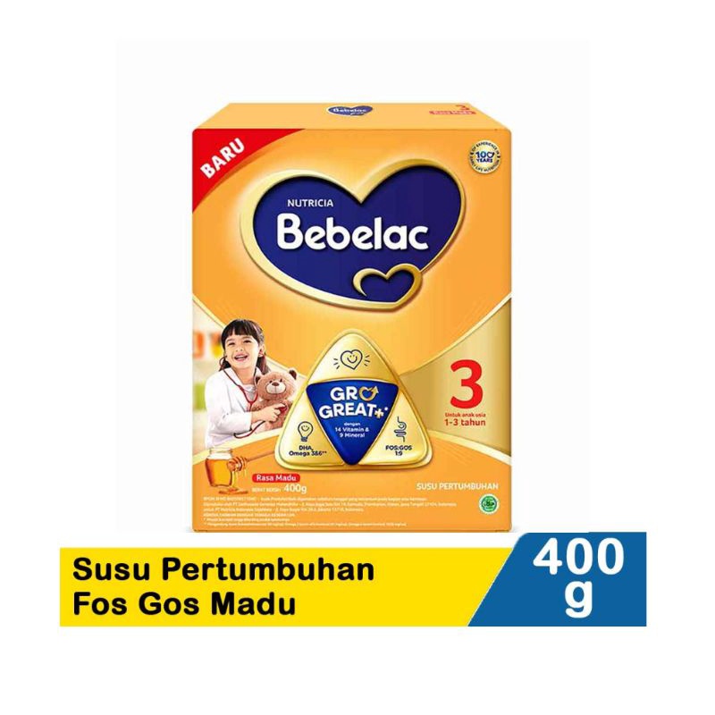 Bebelac 3 Susu Pertumbuhan Fos & Gos Madu 400 gram, susu Formula