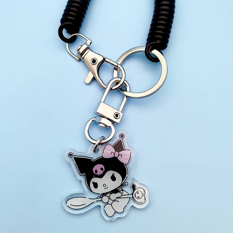 Sanrio Card Holder Dengan Telescopic Spring Rope Sling Untuk Pemegang ID Lencana Lucu Kartu Gantungan Kunci Anti-lost Sling Untuk Anak Perempuan fashion Hadiah