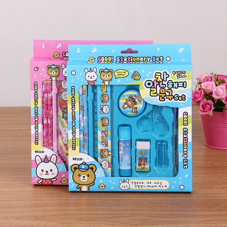 {DS} Pensil Set 9 in 1 Alat tulis set Kartun Paket Set Alat Tullis Anak Sekolah Souvenir Alat Tulis Sekolah