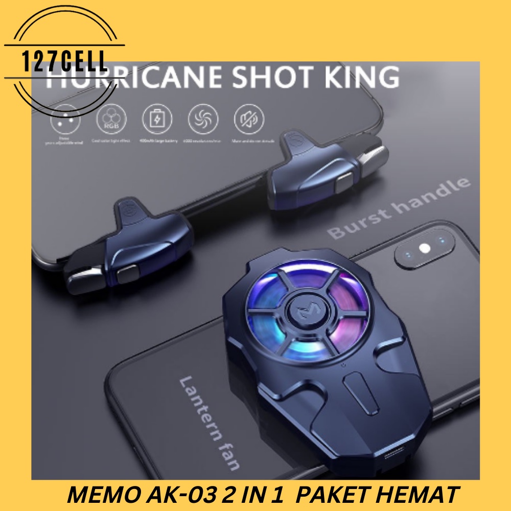 Controller Trigger Gaming l1 r1 gaming l1 r1 Memo Ak-03 2 in 1 Mobile Cooling Fan Radiator &amp; Trigger L1R1  L1 R1 FF PUBG AK03 Kipas HP Kipas Hp murah Kipas Gaming Fan Cooler