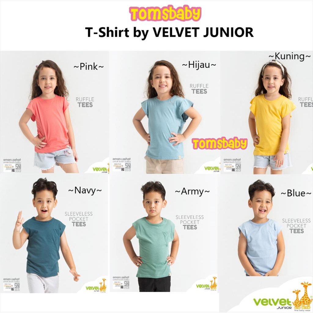 [TOMS] VELVET JUNIOR (1pcs) T-Shirt Kaos Anak Perempuan GIRL Ruffle Tees / Laki Laki BOY Kutung Segitiga