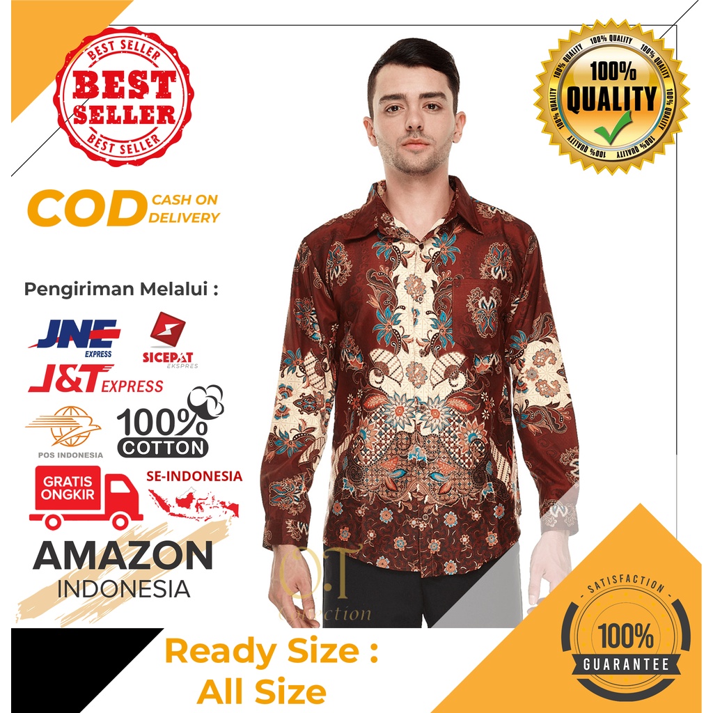 BAJU HEM ATASAN PRIA MOTIF BATIK LENGAN PANJANG FORMAL NON FORMAL ACARA WISUDA DAN MANTENAN IMPORT