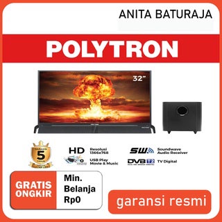 TV LED POLYTRON 32" DIGITAL CINEMAX SOUNDBAR GARANSI RESMI