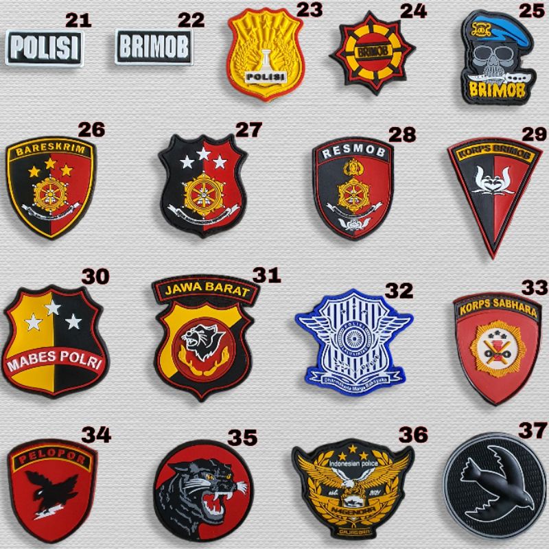 patch rubber logo polri / polisi / police / brimob / gegana / pelopor / tempelan emblem karet velcro