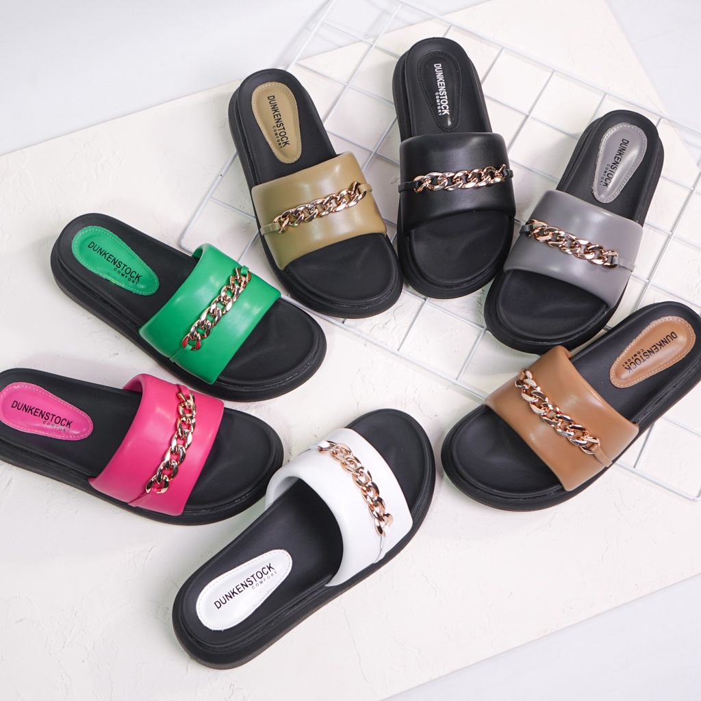 LAPEPA YUK - Dunkenstock LEONA Sandal Wanita Tinggi 5cm Size 36 - 40 Selop Tidak Licin Sendal Beleza Wedges Slop Birken Rumah Belleza 37 38 39 Warna Fuschia Pink Fanta Bellezza Kekinian Premium Terbaru Shoes Ori Original Mall Official Store