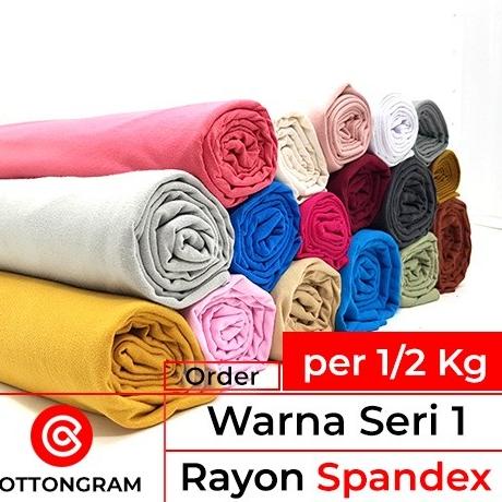 Kain Rayon Spandex Stretch Bahan Kaos Kiloan Seri 1 per Setengah Kg - Putih BW