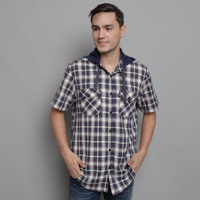 Kemeja Flannel Hoodie Pria Lengan Pendek Original Ozmir