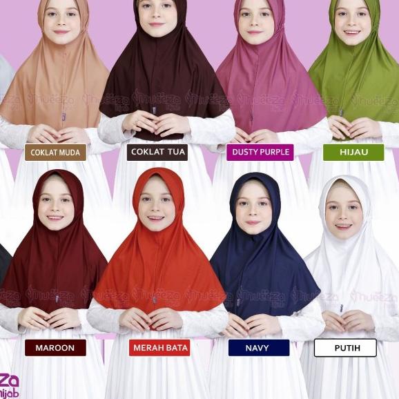 Kerudung Anak SD Instan Serut / Jilbab Bergo Anak Alsha M By Mueeza - Marun