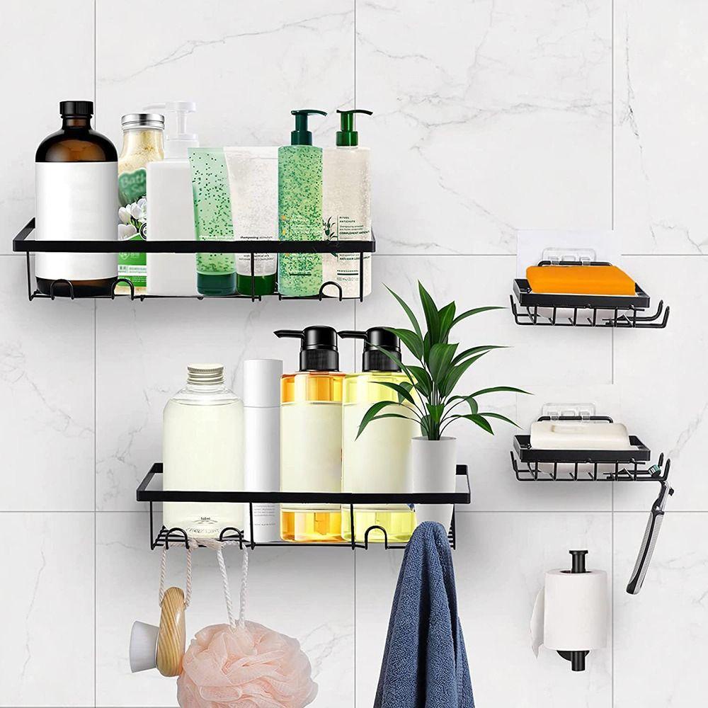 Solighter Bathroom Shower Organizer High Quality Shelf Organizer Rak Shampo Perekat Baja Karbon