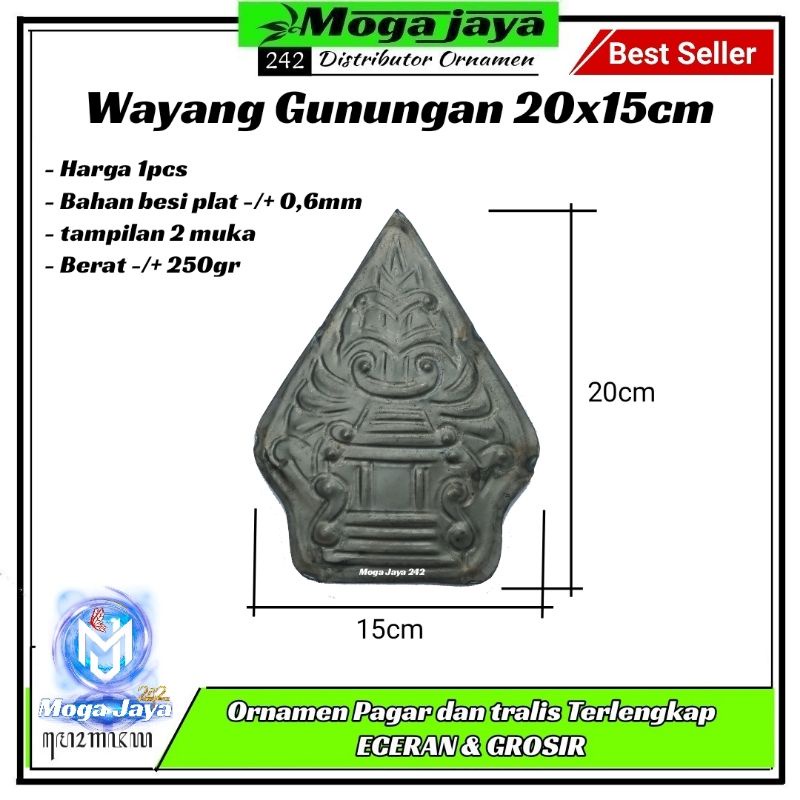 wayang gunungan KECIL ornamen tralis besi tempa plat