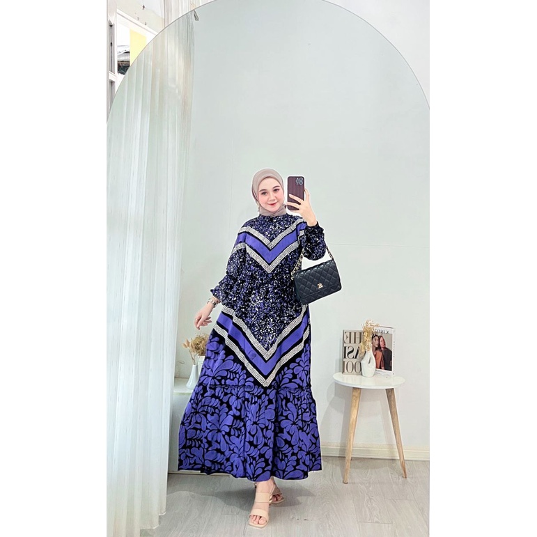 GAMIS MALAMAN RAYON PREMIUM ADEM TEBAL ZIPPER DEPAN DRESS WANITA SYARI TREBARU