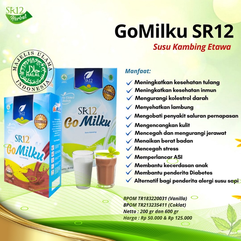 

Susu Gomilku SR12 Susu Kambing Etawa Bubuk Kualitas Premium Kemasan Hemat 600 gram