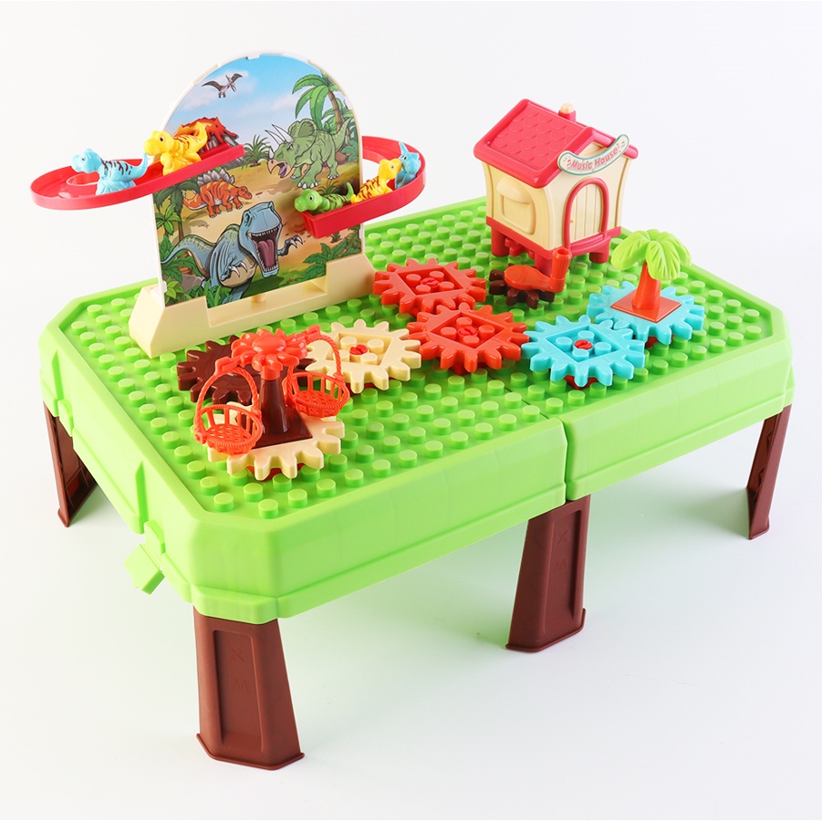 Okiedog Slide Block Table Building Block Train Mainan Anak Balok Puzzle Mainan Edukatif Creative Building Blocks