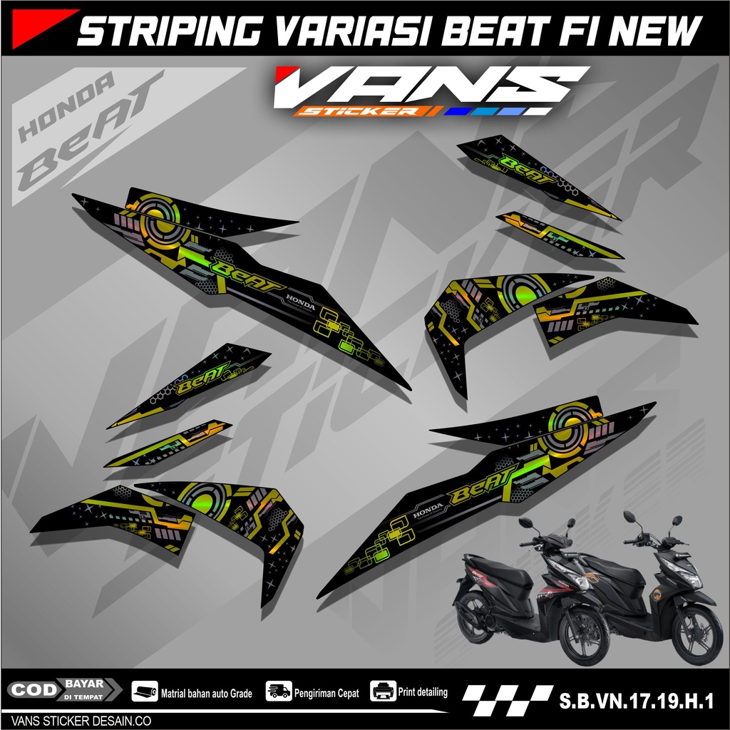Striping BEAT FI Esp,Beat Street,Beat Fi New 2016 2017 2018 2019 Bahan Hologram Pelangi,Chrome-Stick
