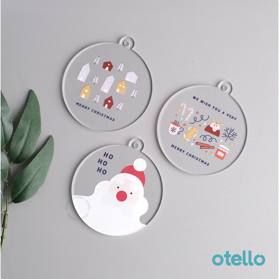 Christmas Tag Akrilik Round Print Hiasan Hampers Hang Tag Parcel Natal Acrylic Gantungan Dekorasi Kado