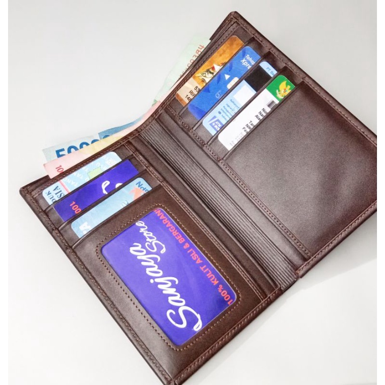 Dompet Kulit Pria 3/4 Original Kulit Asli Tanpa Slot Tengah