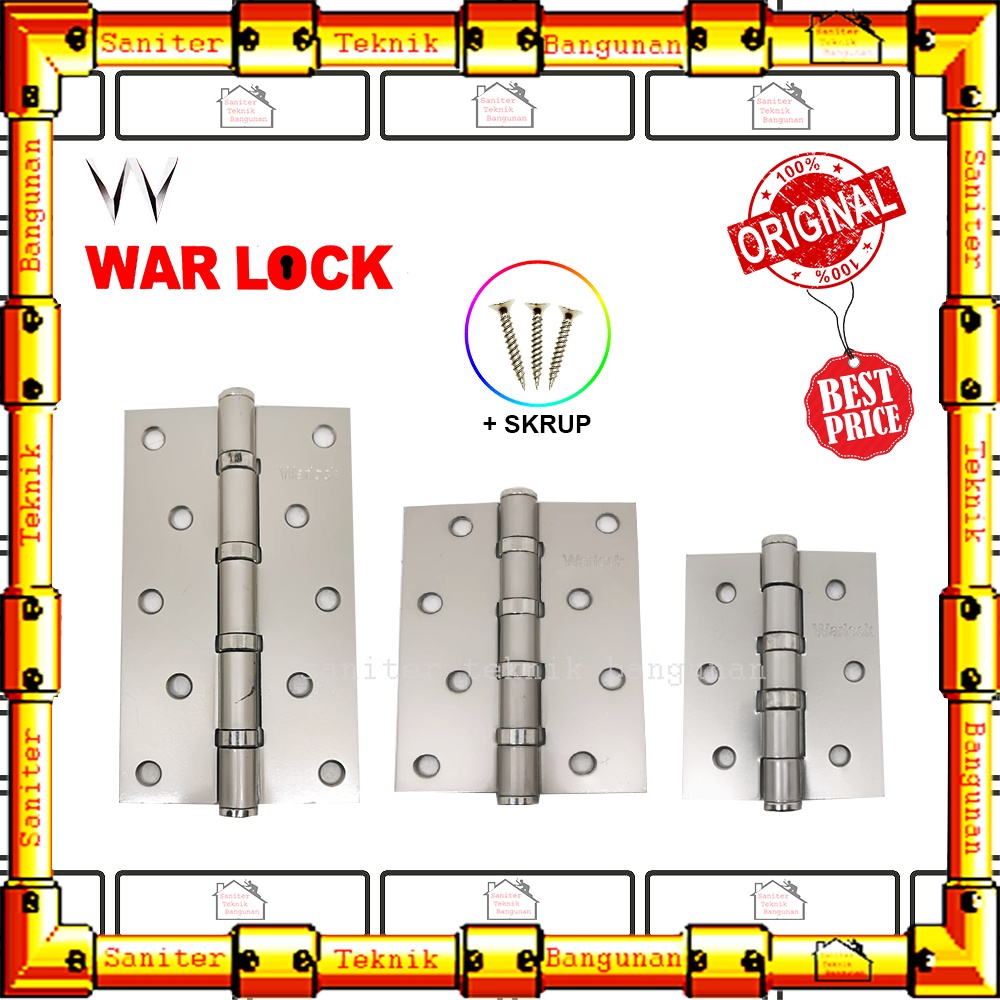 Engsel Stainless Tebal Warlock Ukuran 3 Inch 4 Inch 5 Inch