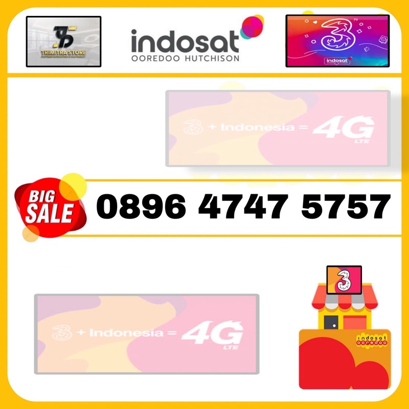 Nomor cantik TRI 3 three Prabayar seri ABAB CDCD Kartu perdana cantik tri mudah dihafal