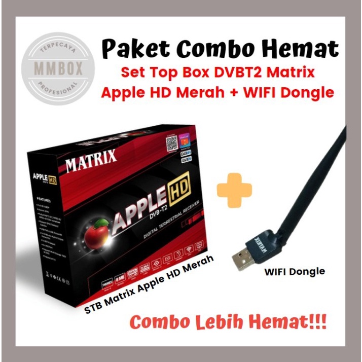 Paket Set Top Box Matrix Apple Merah + WIFI Dongle