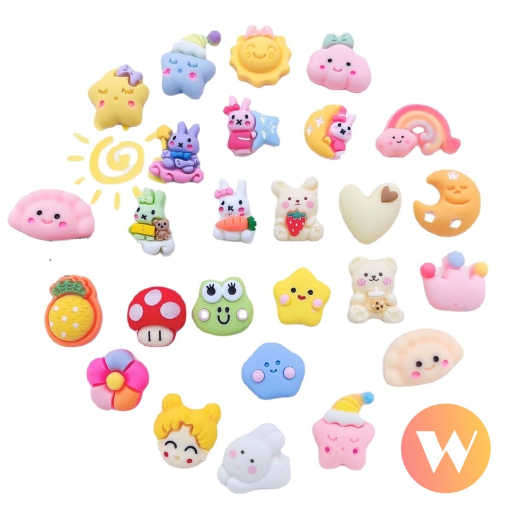 Kartun 3D Boneka DIY Kerajinan Ornamen Kristal Resin Slime Mainan Perlengkapan Aksesoris Ponsel Case Dekorasi Cangkir Air Hias Lucu Patch Stiker