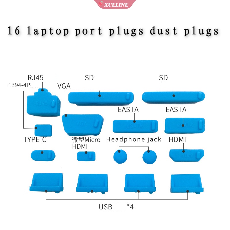 Dust plugs 16 port laptop ultrabook Bahan Silikon Anti Debu ZXL