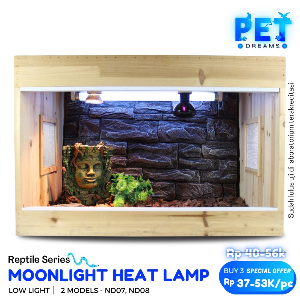 PROMO NIGHT GLO HEAT LAMP LAMPU UVA MALAM PENGHANGAT PEMANAS REPTIL REPTILE SULCATA KURA ULAR GECKO