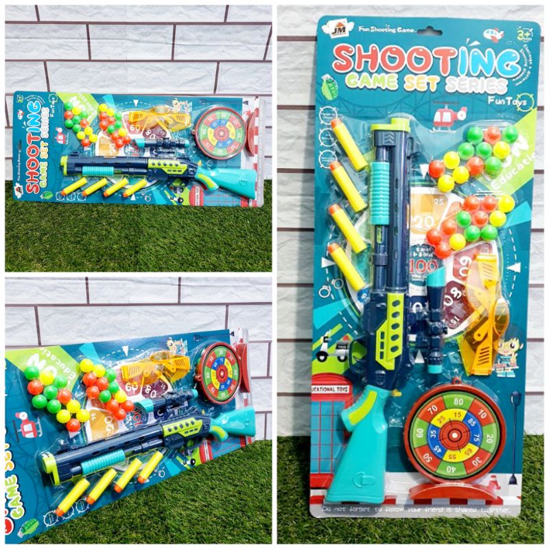 Mainan Set Senapan Peluru Busa Nerf dan Tembakan Pin Ball Murah Besar Edukasi Anak Laki Laki - Paket