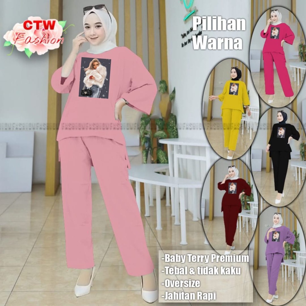 ONE SET WANITA KEKINIAN SETELAN BAJU DEWASA VIRAL BAJU SANTAI