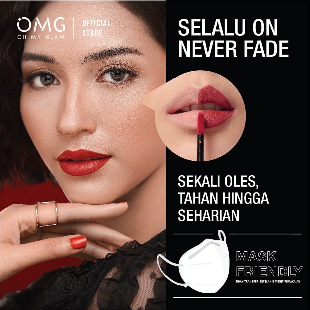 [ORI &amp; READY] OMG Oh My Glam Matte Kiss Lip Cream | Lipcream Ombre Lips | With Jojoba Oil &amp; Vit E | Lipstick Make Up Cosmetic | Lipstick Lipstik Lipcream | Lipcream Oh My Glam | BPOM halal Oh My Glow