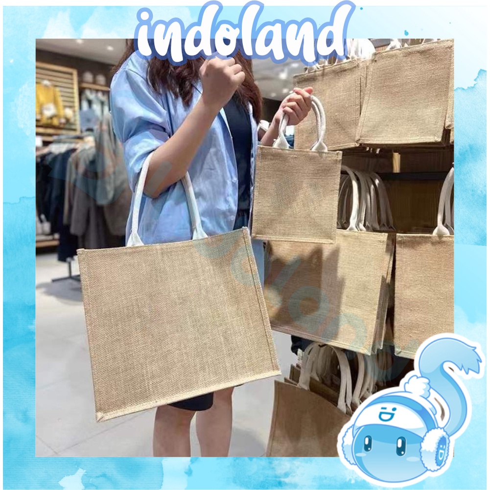 ☀ INDOLAND ☀ Tote Bag Tas Karung Goni / Tas Goni / Artistic Kanvas Hand Bag Muji Premium Quality W181