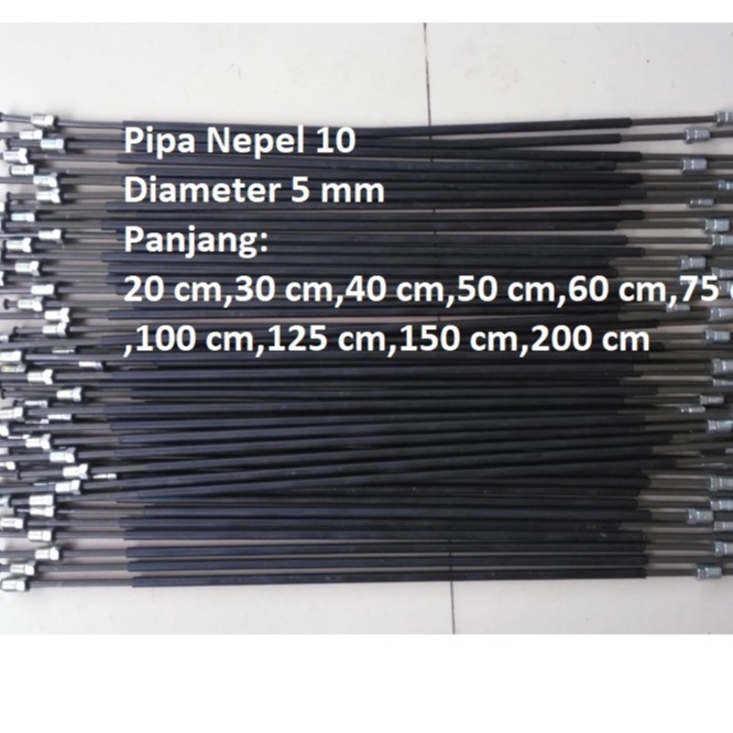 Pipa selang minyak Rem besi ( Nepel 10) Diameter 5 mm aneka ukuran Panjang 20 cm hingga 200 cm (besi