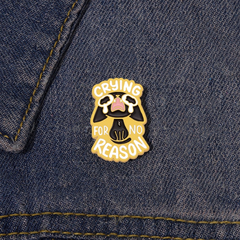 Bros Pin Enamel Bentuk Kartun Hewan Anjing Menangis Untuk Hadiah Teman