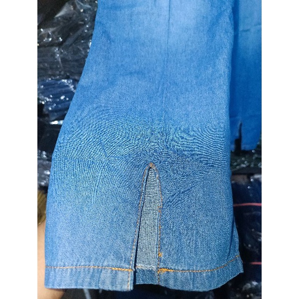 DELOVA Kulot Jeans Slit Belah Depan Whisker Spray Blue | Korean Style Outfit Kekinian